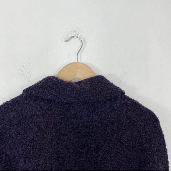 Eileen Fisher Boucle Purple Wool Collared Jacket Coat Sweater Size Medium - Picture 4 of 13